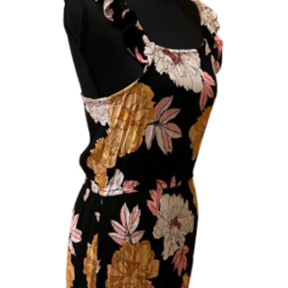 Billabong Girls Black Crinkled Floral Patterned Sleeveless Maxi Sundress - Picture 3 of 6